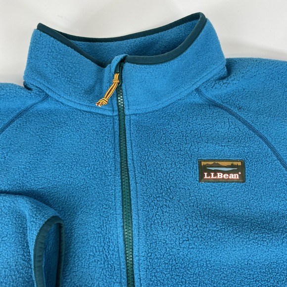LL Bean Fleece Quarter‎ Zip Pullover Colorblock Blue Rust Men's Size L REG - Picture 11 of 12